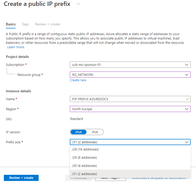 Azure Network Servisleri-3 Public IP Prefix